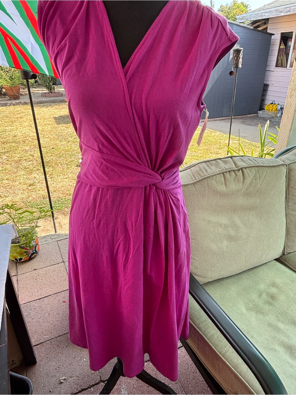 Women's Fuchsia Knot-Waist Wrap Dress by lands end small 6/8